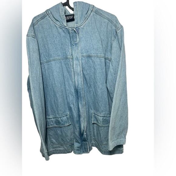 BlassSport Denim Hoodie Jacket – Women’s Size L – Zip-Up Jean Hooded Jacket - Picture 1 of 11
